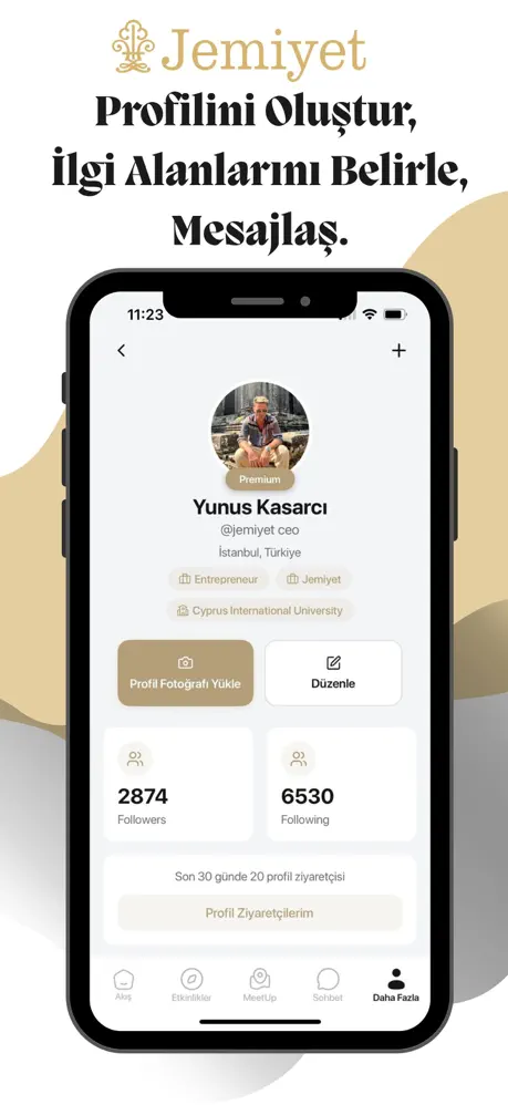 Jemiyet App Store ekran görüntüsü: profil ve ilgi alanları
